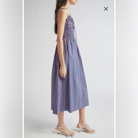 Doen Rhoda Organic Cotton Poplin Sundress Women's M Mazarine Sunrise Paisley - Picture 4 of 16